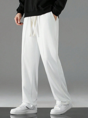 Zimist Solid Men White Track Pants