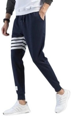 LAVISH STYLE Striped Men Blue Track Pants