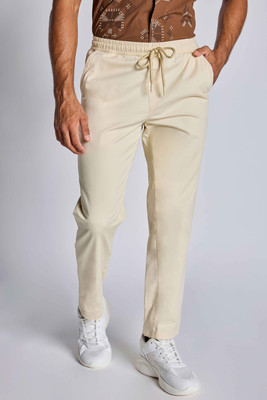 Tribe Solid Men Beige Track Pants