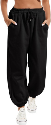 TRUFFLEGUM Solid Women Black Track Pants