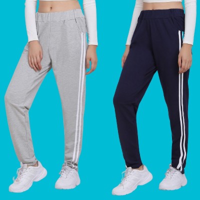 FABRUN Striped Women Grey, Dark Blue Track Pants