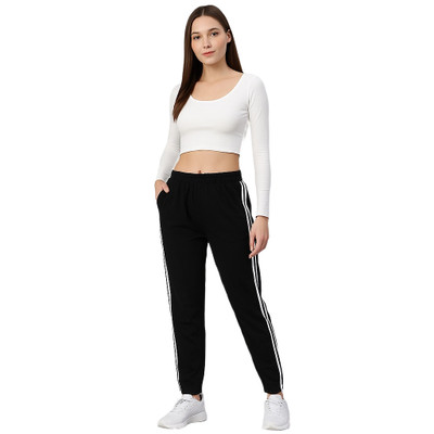 clothyy Striped Women Black Track Pants