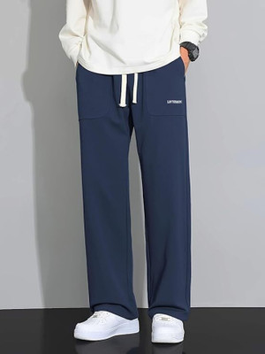 JexPuti Graphic Print Men Blue Track Pants