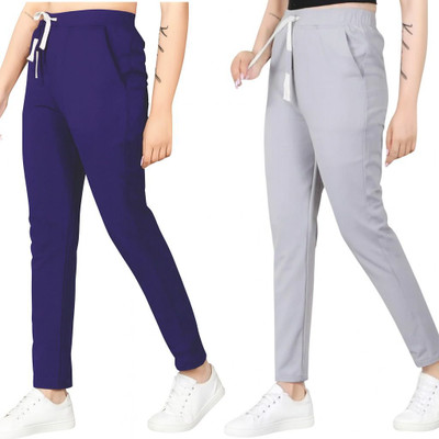 BE SWADESHI Solid Women Blue, Grey Track Pants