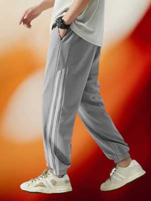 Kesaria Textile Company Striped Men Grey Track Pants