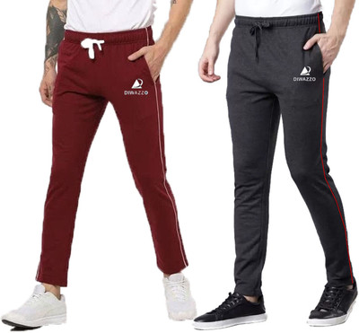 Diwazzo Solid Men Grey, Maroon Track Pants