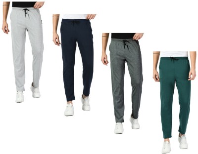 Indistar Solid Men Grey, Silver, Green Track Pants