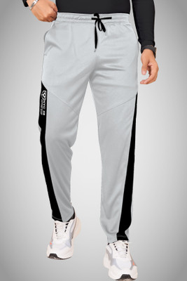 Yazole Colorblock Men Grey Track Pants