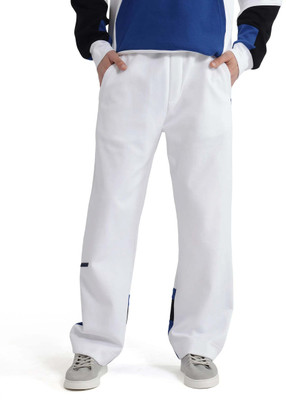 Rare Rabbit Colorblock Men White Track Pants