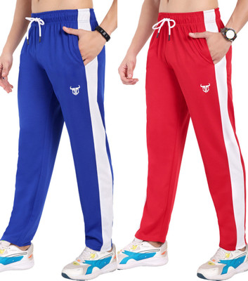 Go Devil Striped Men Blue, Red Track Pants
