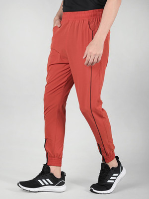 CHKOKKO Solid, Striped Men Orange Track Pants