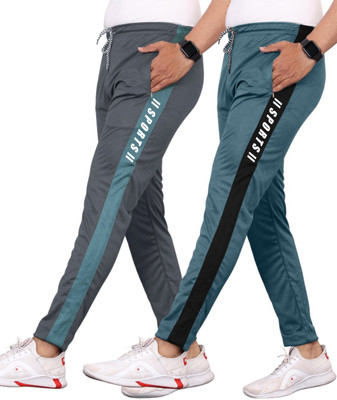 GAJVU Striped Men Grey, Blue Track Pants
