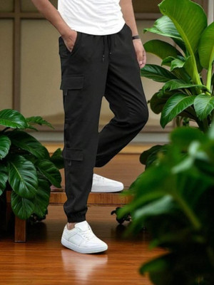SB Trend Solid Men Black Track Pants