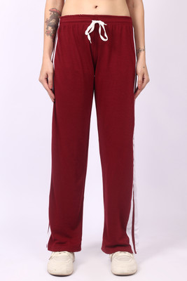 mgrandbear Striped Women Maroon Track Pants