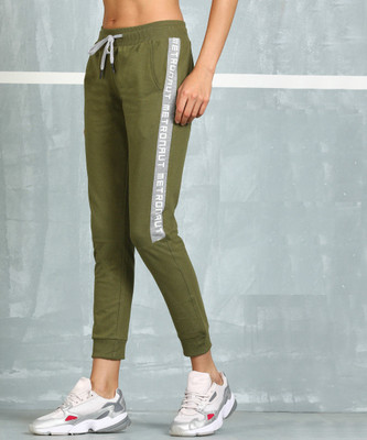 M7 By Metronaut Solid Women Green Track Pants