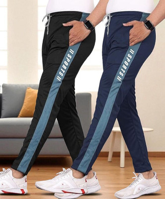 GAJVU Self Design Men Black, Blue Track Pants