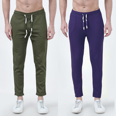 clothjunction Solid Men Light Blue, Black Track Pants