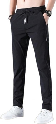FICKA Solid Men Black Track Pants