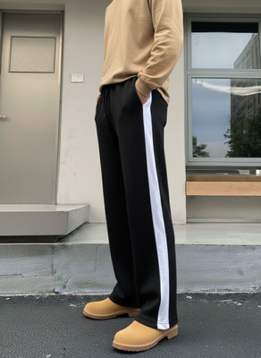 Dockstreet Striped Men Black Track Pants