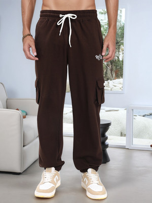 Resteez Solid, Printed Men Brown Track Pants