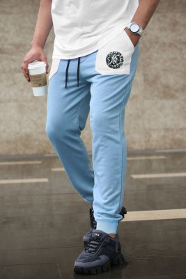 TRIPR Printed Men Light Blue, White Track Pants