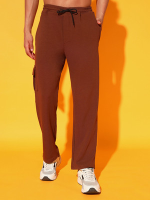 GLITO Solid Men Brown Track Pants