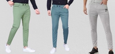 kkgarment Solid Men Green, Light Blue, Grey Track Pants