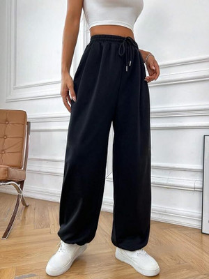 Dockstreet Solid Women Black Track Pants