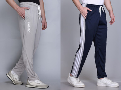 HVBK Striped Men Blue, Grey Track Pants