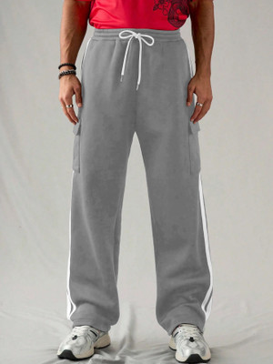 Rajovati Striped Men Silver Track Pants