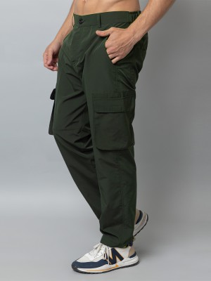 YHA Solid Men Green Track Pants