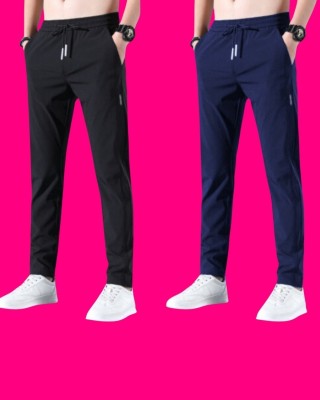 addiz Solid Men Black, Blue Track Pants