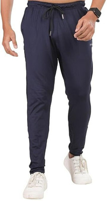 24 Street Solid Men Blue Track Pants