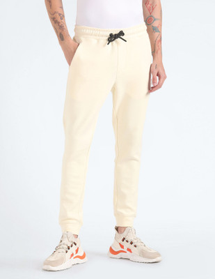 FLYING MACHINE Solid Men White Track Pants