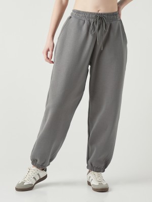 BEWAKOOF Solid Women Grey Track Pants