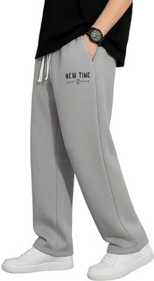 JexPuti Graphic Print Men Grey Track Pants