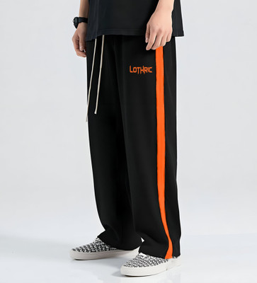 LOTHRIC Self Design Men Black Track Pants