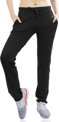 Laasa Sports Solid, Colorblock Women Black Track Pants