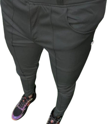 HR FASHION Solid Men Black Track Pants