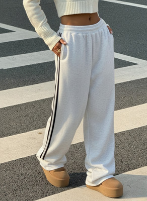 Dockstreet Solid Women White Track Pants