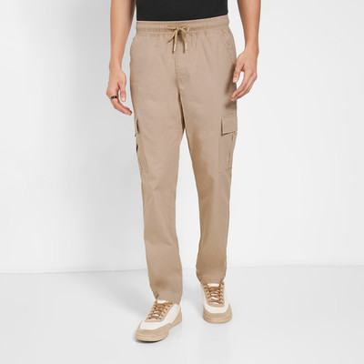 PEOPLE Solid Men Beige Track Pants
