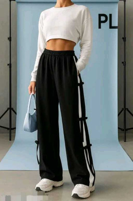 RameenFashion Solid Women Black Track Pants