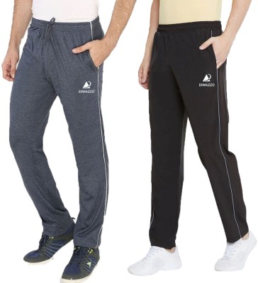 Diwazzo Solid Men Light Blue, Black Track Pants