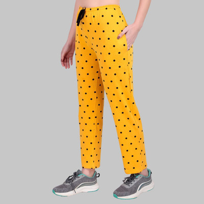 FASHIONHOUSETS Polka Print Women Yellow Track Pants