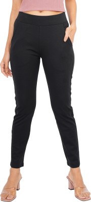 Ecolove Solid Women Black Track Pants