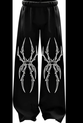 Genrexity Printed Men Black Track Pants