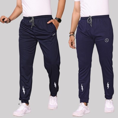 Anand Self Design Men Dark Blue, Dark Blue Track Pants