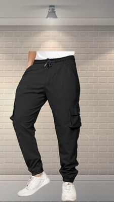HONEST ENTERPRISEE Solid Men Black Track Pants