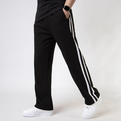 Flycollection Striped Men Black Track Pants