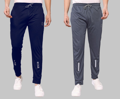Kashvi Self Design Men Dark Blue, Grey Track Pants